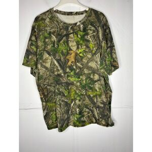 True Timber Camo T-Shirt Mens XL Green Brown Oak Leaf Hunting Outdoor Tee